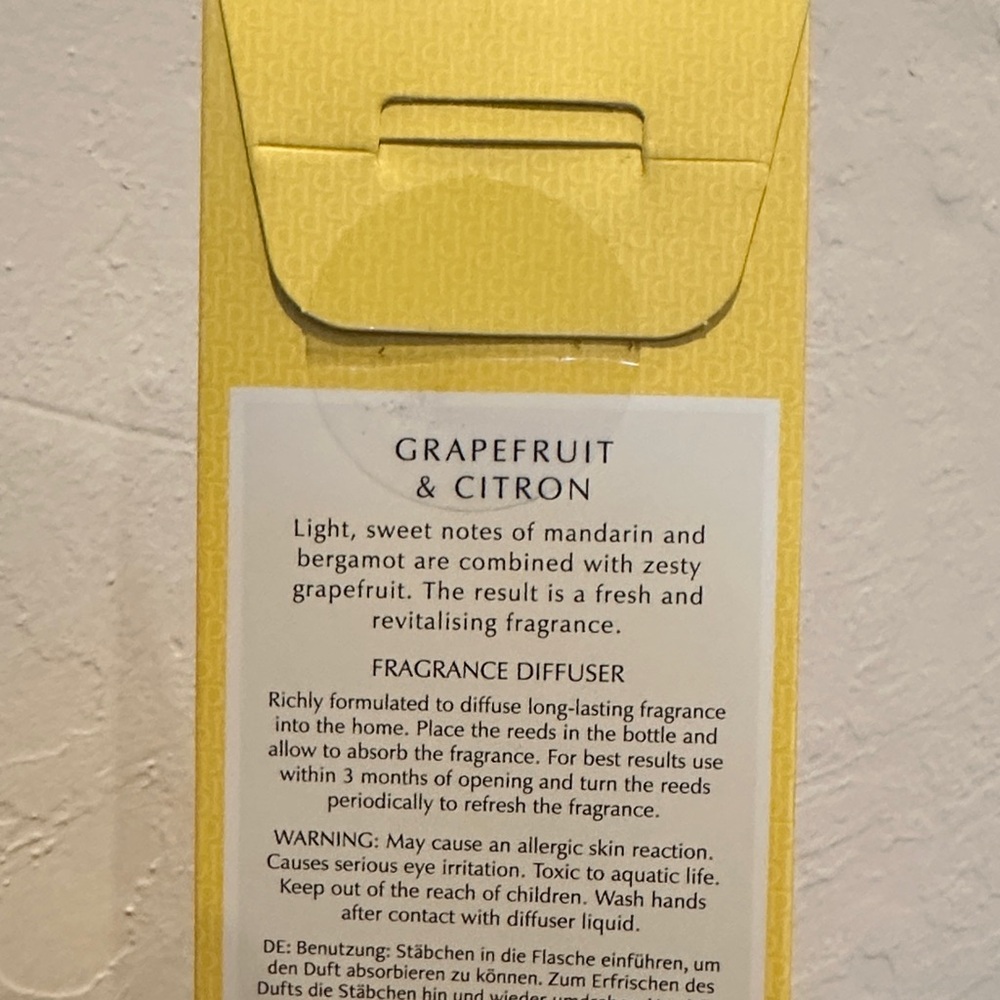 Grapefruit & Citron Fragrance Diffuser - Yellow - Picture 4 of 4